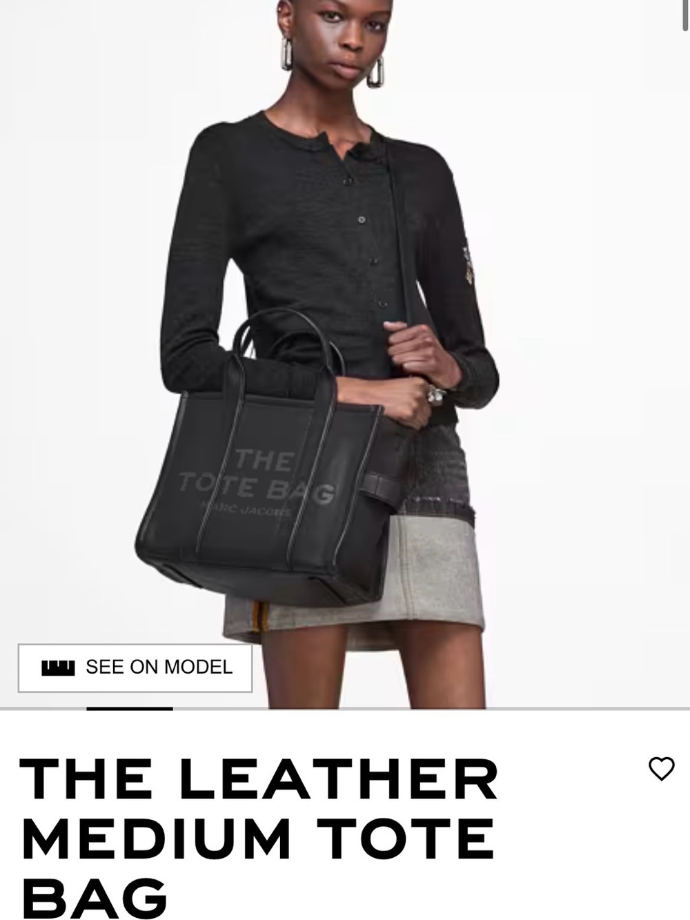 Marc Jacobs black leather tote bag in medium - Picture 3 of 10